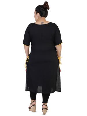 contrast drawstrings a-line kurta - 16440468 - Standard Image - 2