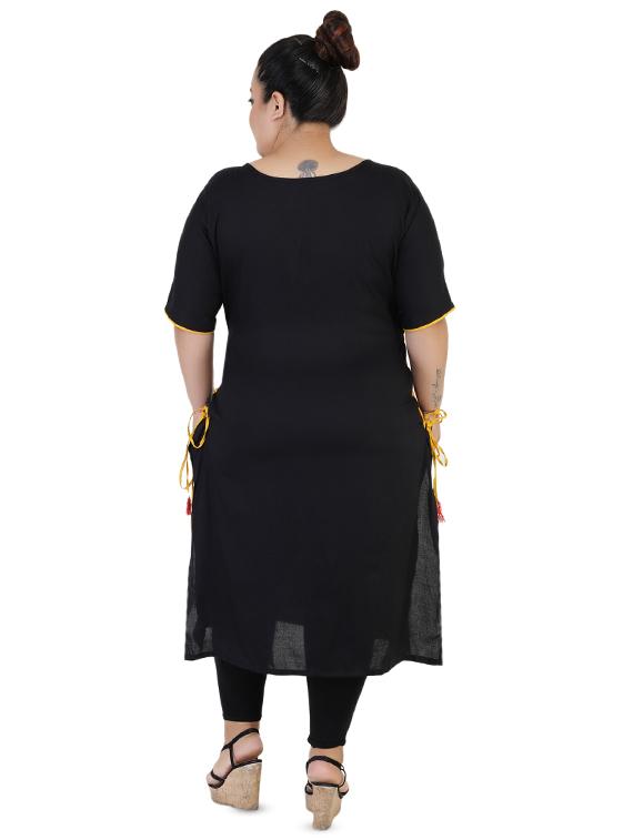 contrast drawstrings a-line kurta - 16440468 - Zoom Image - 2