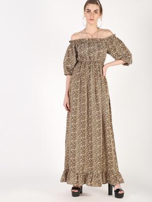 off shoulder animal printed maxi dress - 16441240 - Standard Image - 2