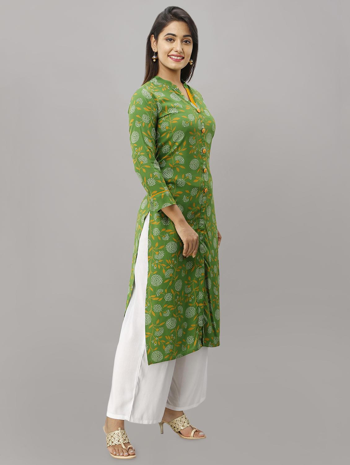 floral printed straight kurta - 16442136 - Zoom Image - 2