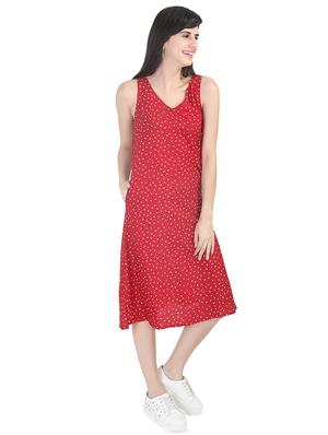 v neck polka dots a-line dress - 16442924 - Standard Image - 2