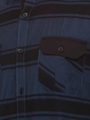 navy blue striped casual shirt - 16442986 - Standard Image - 5