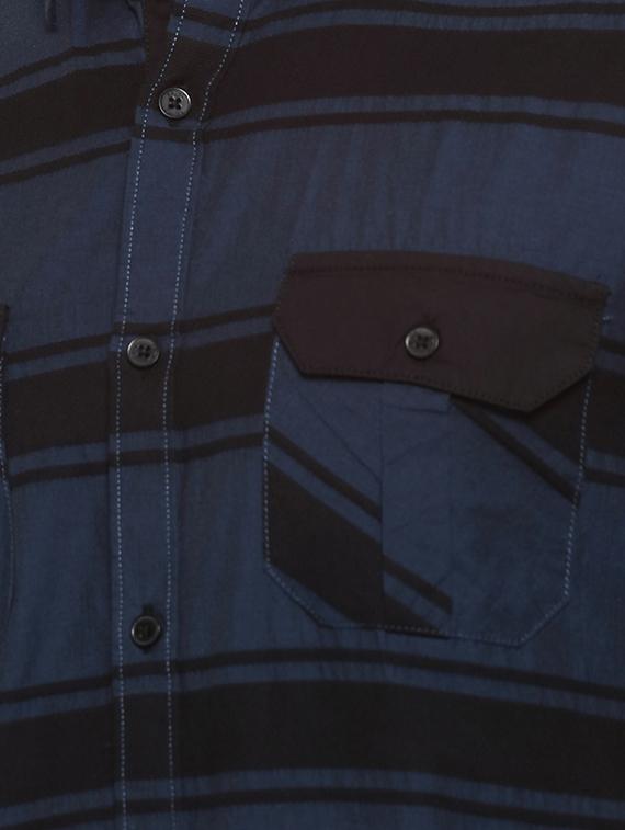 navy blue striped casual shirt - 16442986 - Zoom Image - 5
