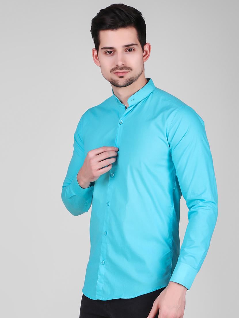 light blue solid casual shirt - 16443070 - Zoom Image - 2
