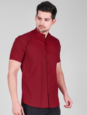 red solid casual shirt - 16443072 - Standard Image - 2