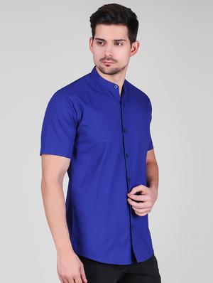 blue solid casual shirt - 16443073 - Standard Image - 2