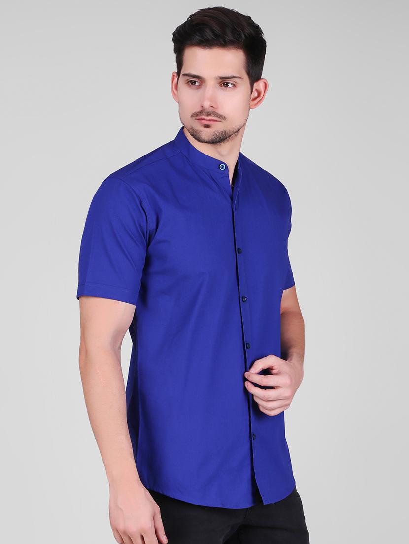 blue solid casual shirt - 16443073 - Zoom Image - 2