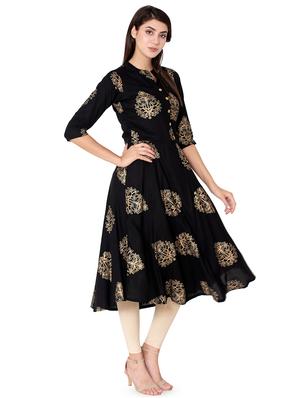 gold print anarkali kurta - 16443193 - Standard Image - 2