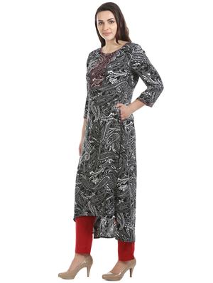 paisley printed high-low kurta - 16443720 - Standard Image - 2