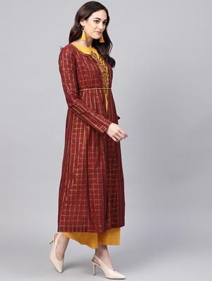 embroidered kurta fusion set - 16444219 - Standard Image - 2