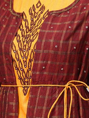 embroidered kurta fusion set - 16444219 - Standard Image - 5