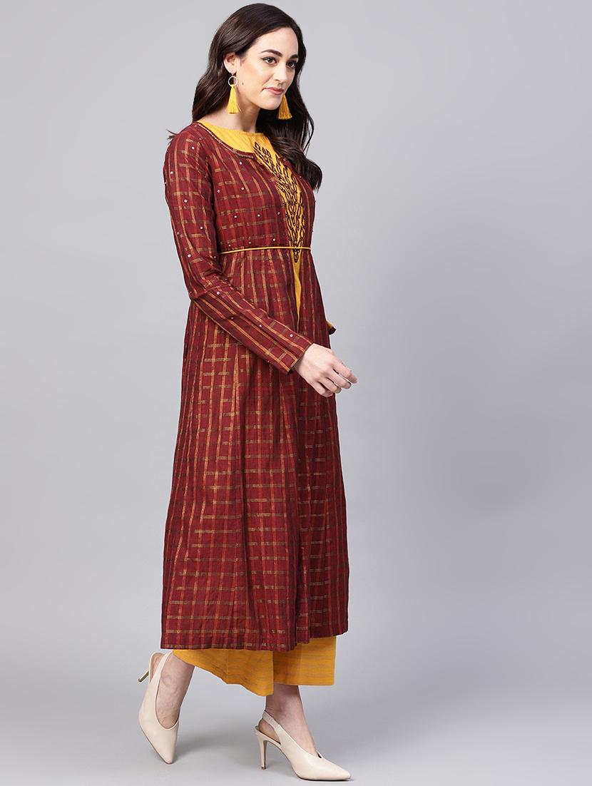 embroidered kurta fusion set - 16444219 - Zoom Image - 2