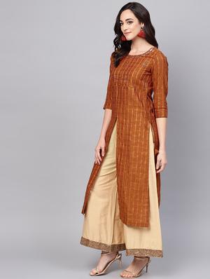Embroidered straight kurta - 16444221 - Standard Image - 2