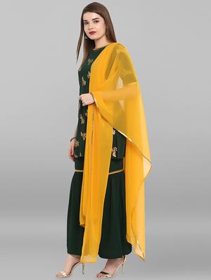 gold foil printed kurta sharara suit set - 16445200 - Standard Image - 2