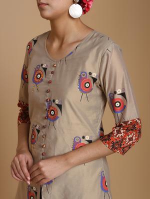printed kurta with palazzo set - 16445377 - Standard Image - 5
