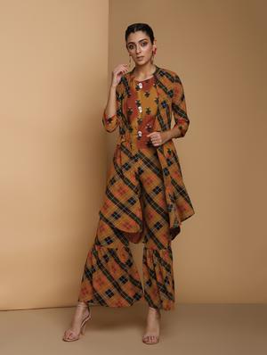 printed layered kurta with sharara set - 16445378 - Standard Image - 2