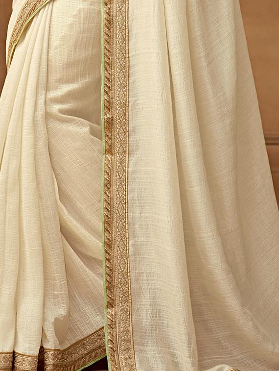 embroidered solid saree with blouse - 16446179 - Zoom Image - 2