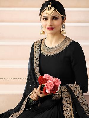 embroidered anarkali semi-stitched suit - 16446818 - Standard Image - 2