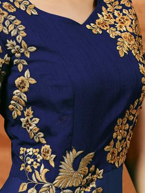 embroidered semi-stitched suit - 16446840 - Standard Image - 2