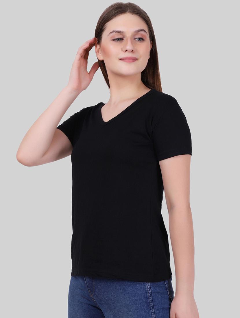 v neck short sleeved solid tee - 16447100 - Zoom Image - 2