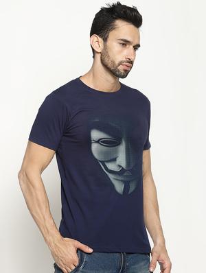 navy blue chest print t-shirt - 16447476 - Standard Image - 2