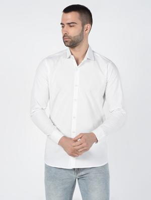 white solid casual shirt - 16448535 - Standard Image - 2