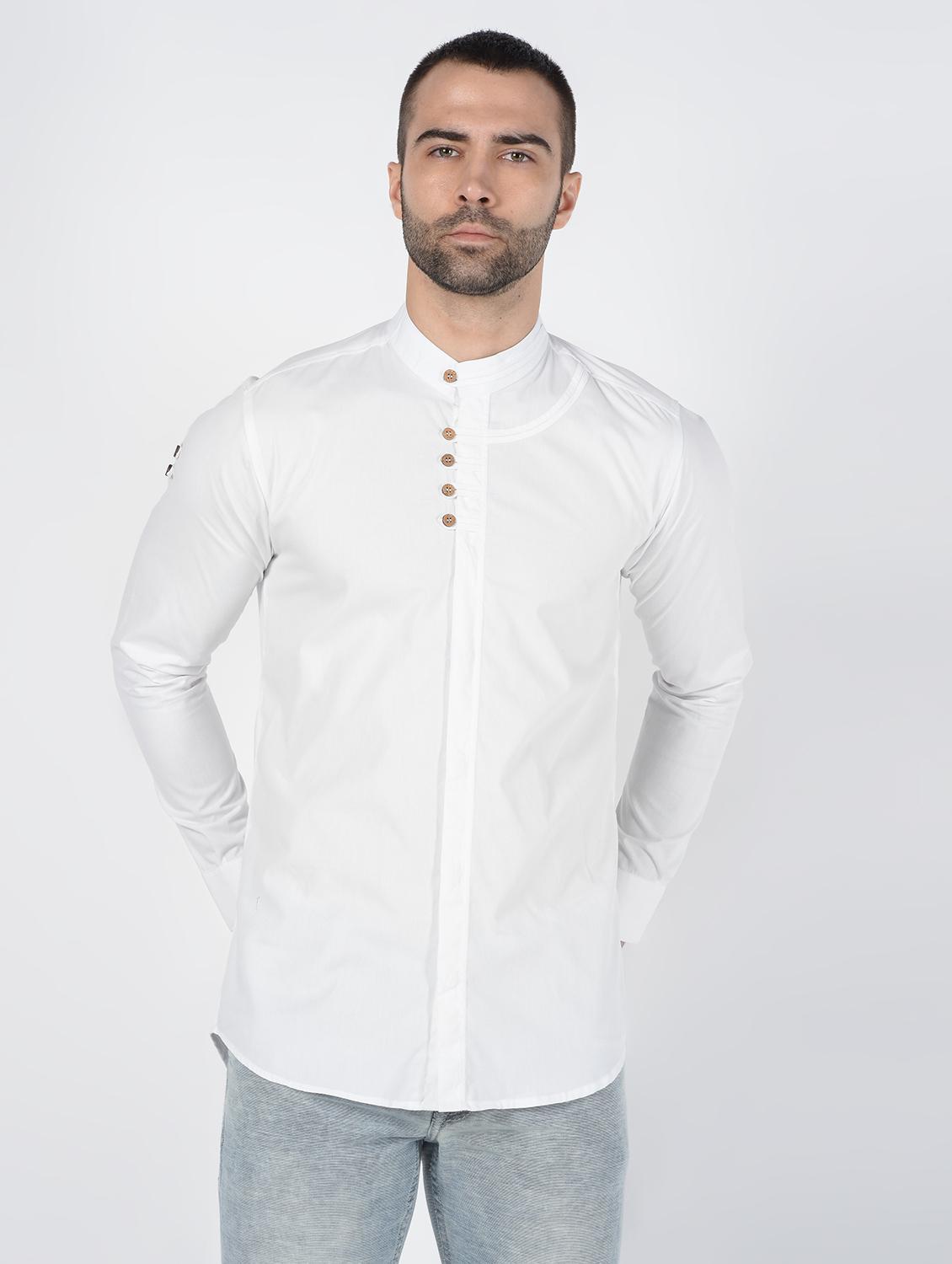 white solid casual shirt - 16448539 - Zoom Image - 2