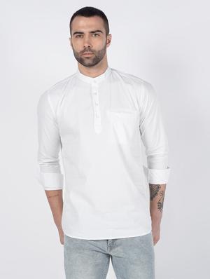 white solid short kurta - 16448671 - Standard Image - 2