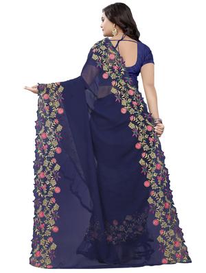 embroidered ruffle fusion saree with blouse - 16449224 - Standard Image - 2