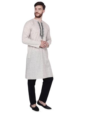 beige printed kurta pyjama set - 16450323 - Standard Image - 2