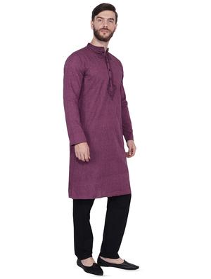 purple solid kurta pyjama set - 16450324 - Standard Image - 2