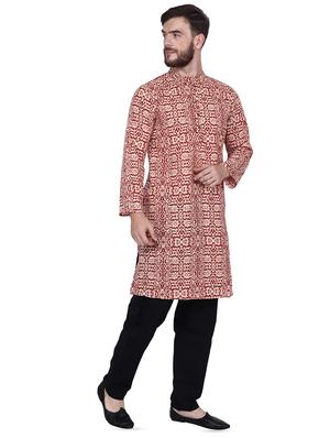 red printed kurta pyjama set - 16450325 - Standard Image - 2