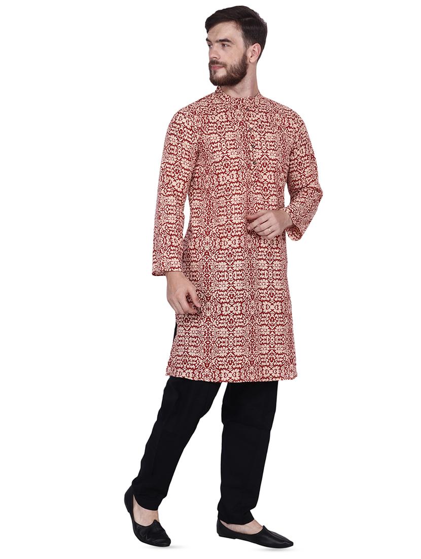 red printed kurta pyjama set - 16450325 - Zoom Image - 2