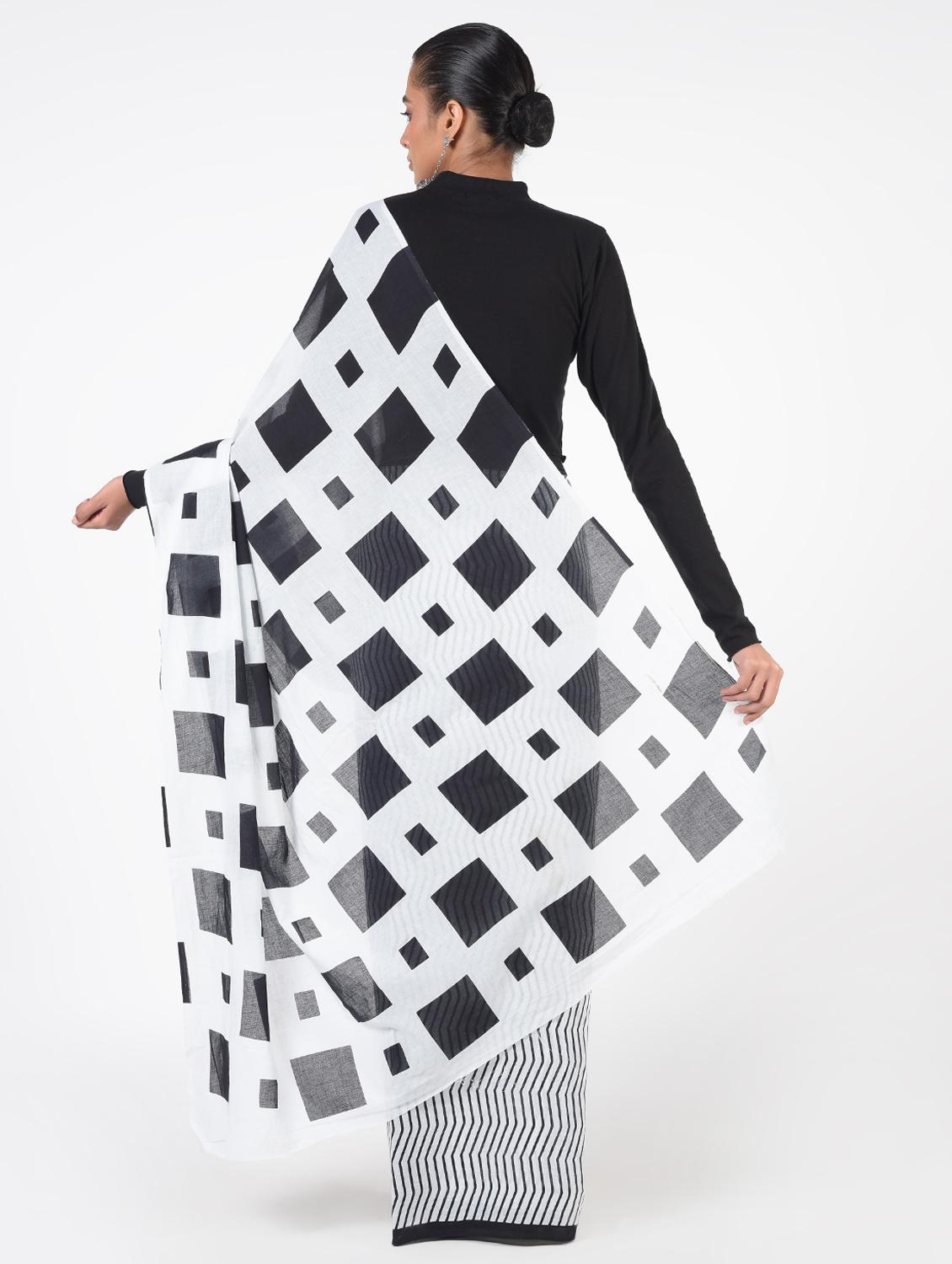 chevron printed saree with blouse - 16450371 - Zoom Image - 2