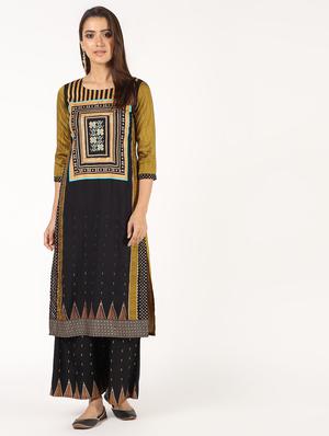 printed kurta with palazzo set - 16450814 - Standard Image - 2