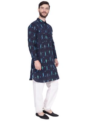 navy blue ikat pathani set - 16451115 - Standard Image - 2