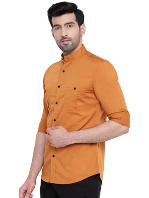orange solid casual shirt - 16451299 - Standard Image - 2