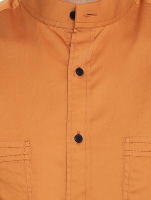 orange solid casual shirt - 16451299 - Standard Image - 5