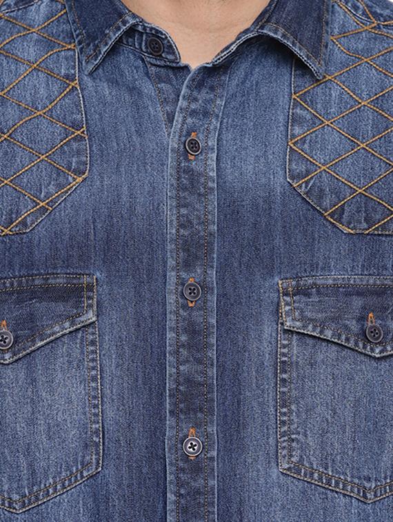 blue faded denim casual shirt - 16451335 - Zoom Image - 5