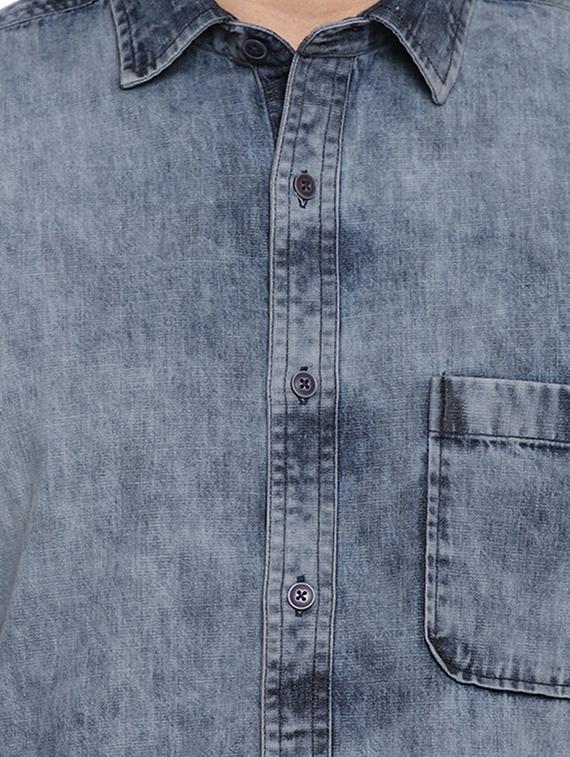 grey faded denim casual shirt - 16451336 - Zoom Image - 5