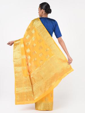 geometrical zari motif banarasi saree with blouse - 16451339 - Standard Image - 2