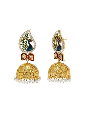 multi colored brass jhumka earring - 16453866 - Standard Image - 2