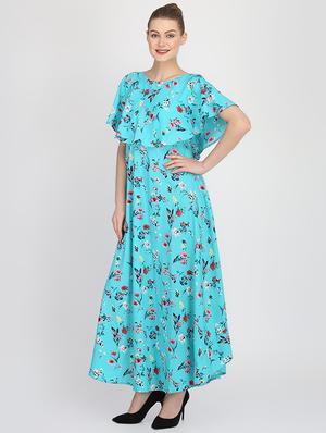 cape sleeved floral a-line dress - 16453988 - Standard Image - 2