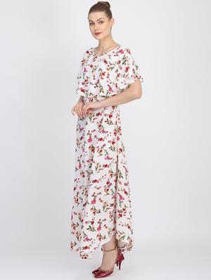 cape sleeves floral maxi dress - 16453989 - Standard Image - 2