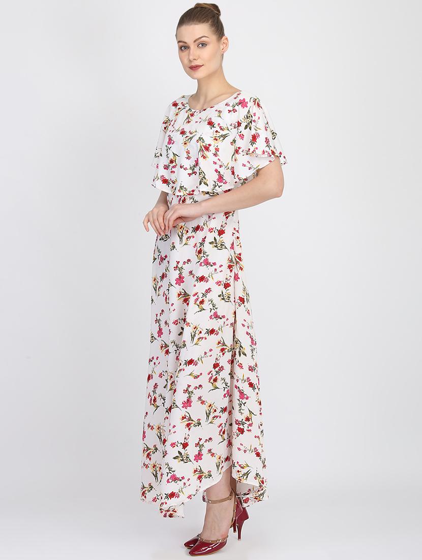 cape sleeves floral maxi dress - 16453989 - Zoom Image - 2