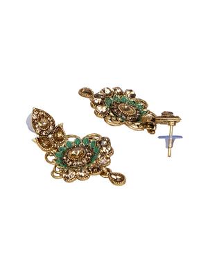green brass drop earring - 16454030 - Standard Image - 2