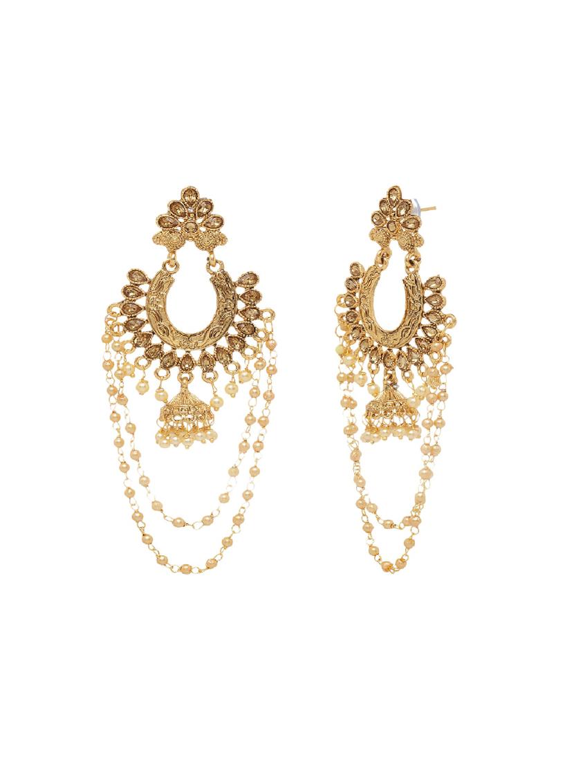 gold brass drop earring - 16454247 - Zoom Image - 2