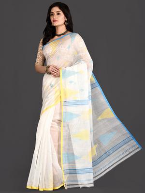 Self-design jamdani saree - 16456099 - Standard Image - 2