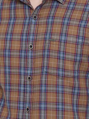 brown checkered casual shirt - 16456400 - Standard Image - 5