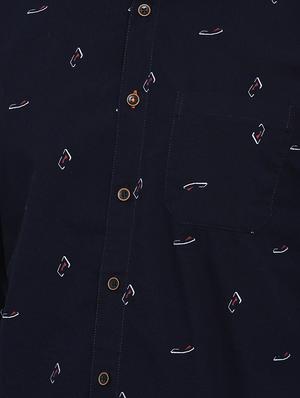 navy blue printed casual shirt - 16456419 - Standard Image - 5
